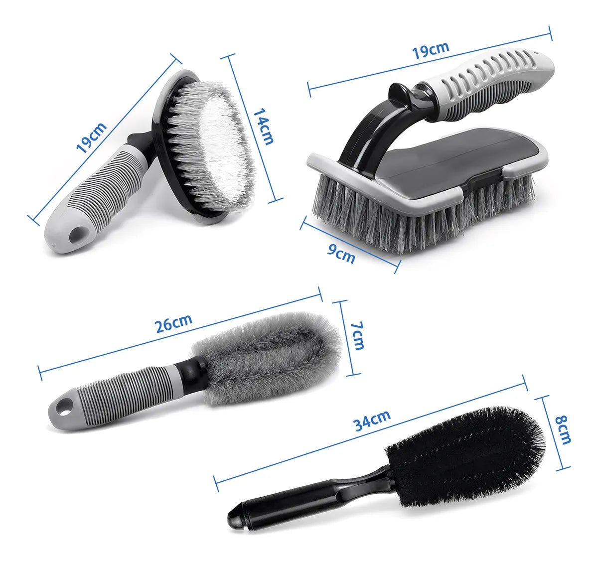 Kit de 4 cepillos para limpieza de llantas y neumáticos | Selección Zaligan